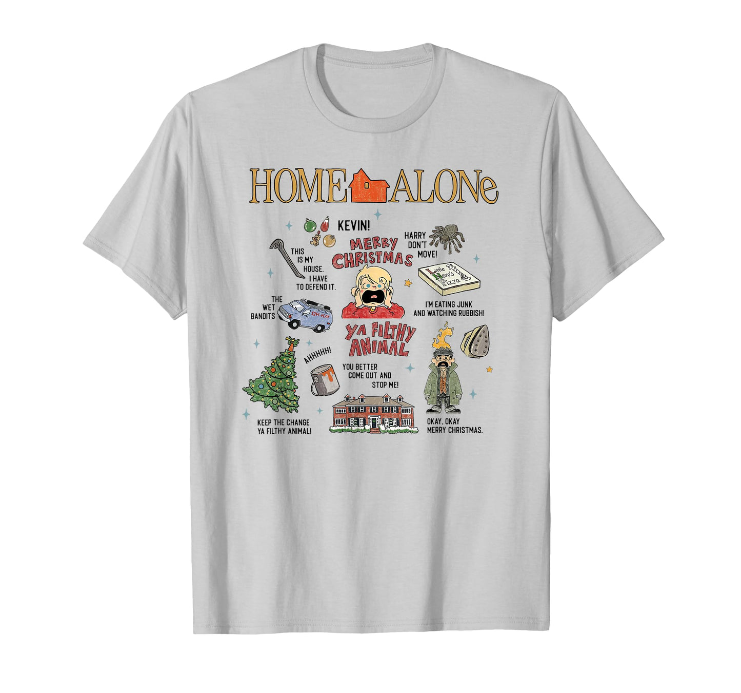 Home Alone Christmas Iconic Moments Doodle Chart T-Shirt