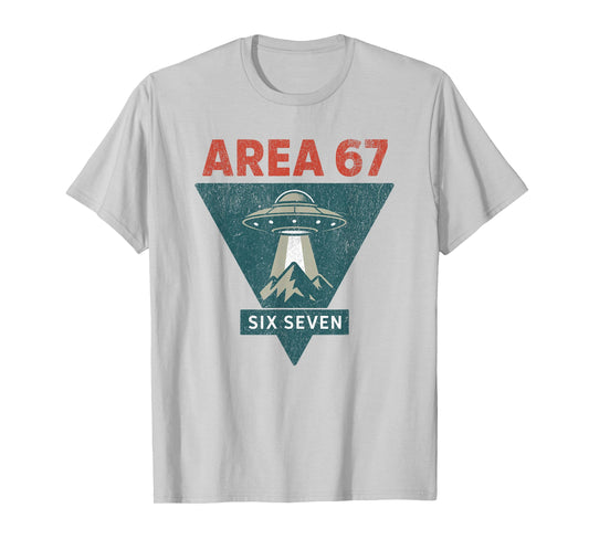 Area 67 Six Seven Alien UFO Funny Brain Rot Meme for Kids T-Shirt