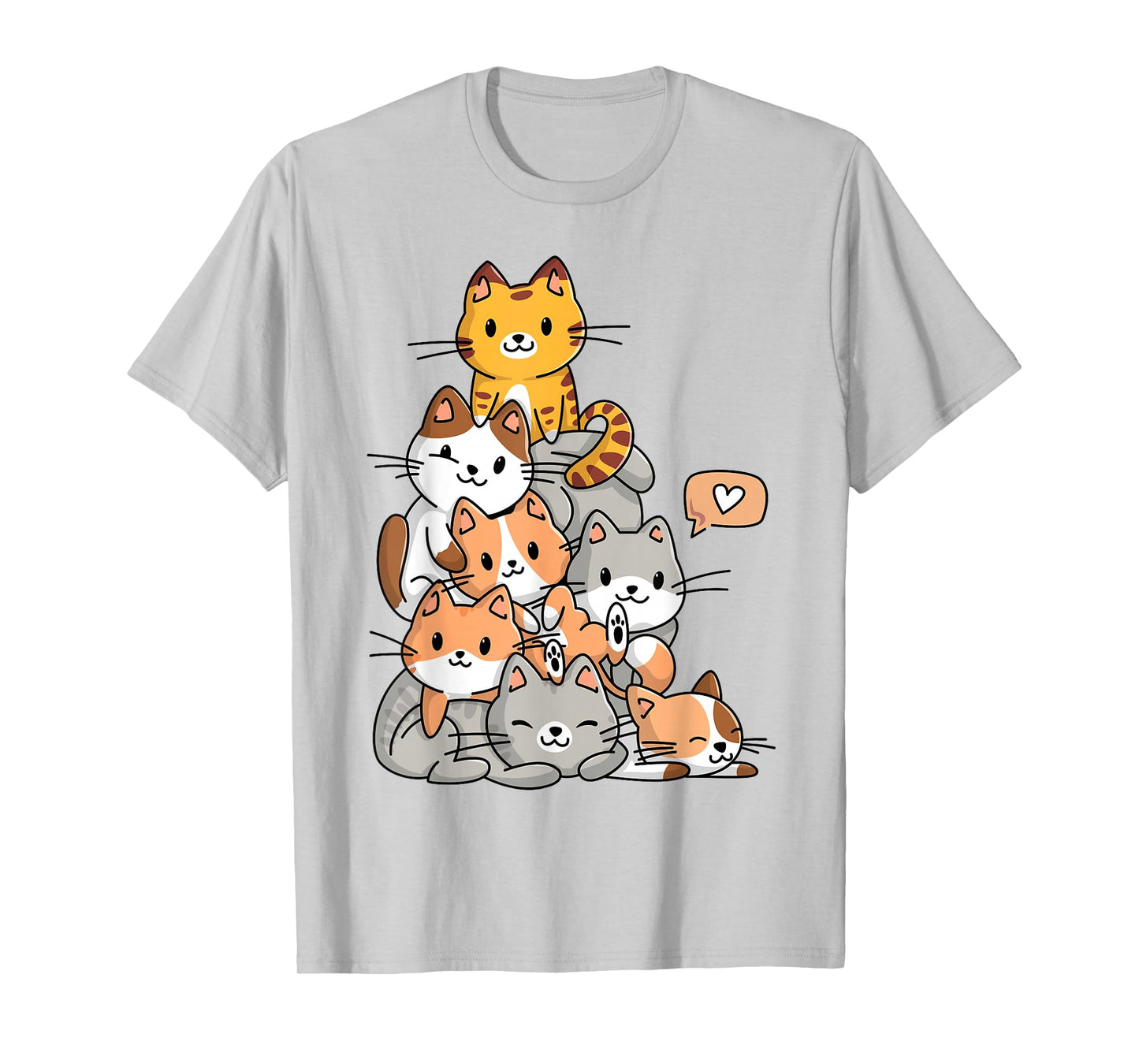 Cute Kawaii Cat Kitty Meowtain Cats Pile Chibi Women Girls T-Shirt Small