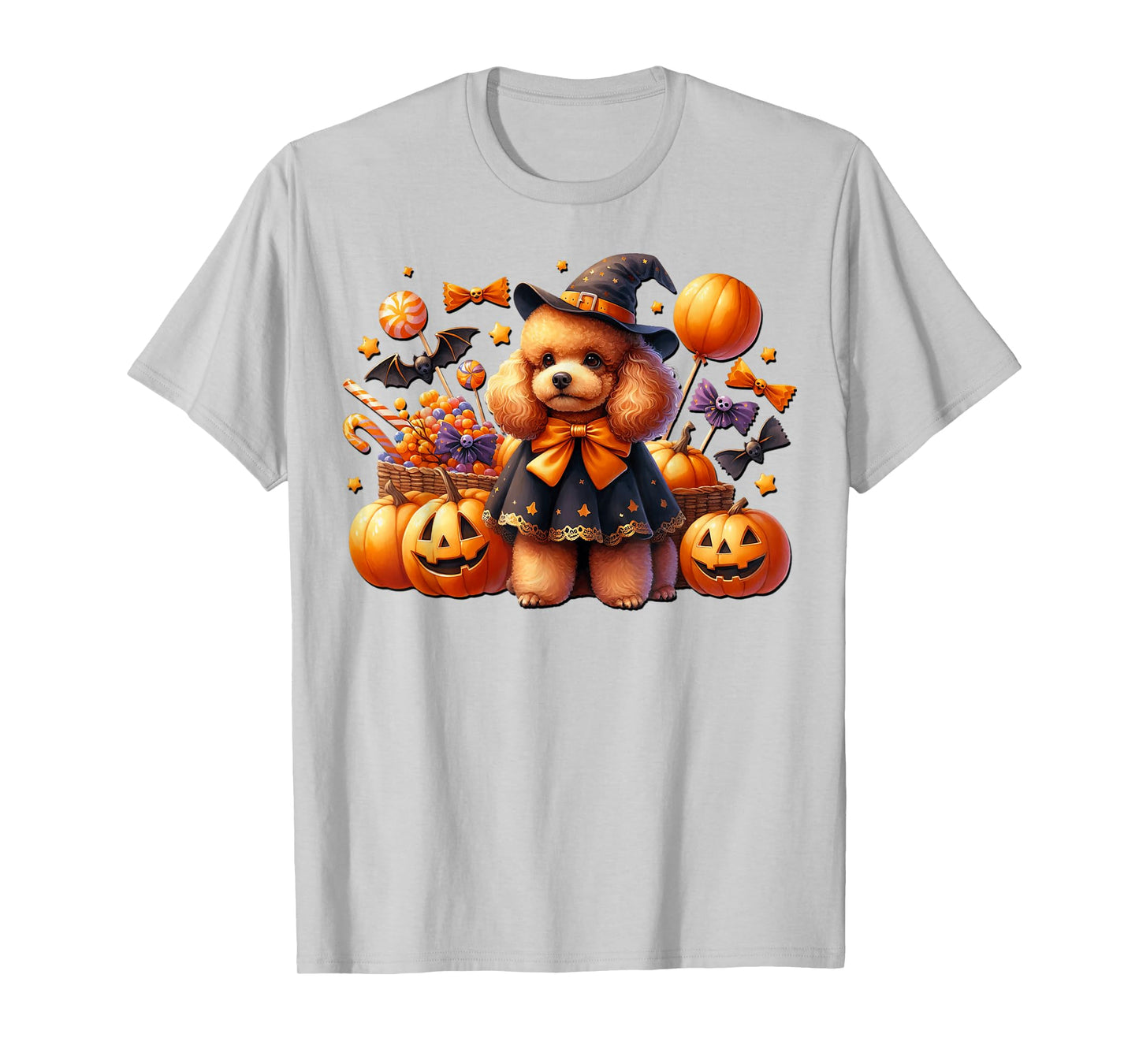 Orange Halloween Poodle Accessories for Women Girls and Fall T-Shirt