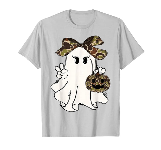 Funny Halloween Camouflage Camo Ghost Hello Hunting Season T-Shirt