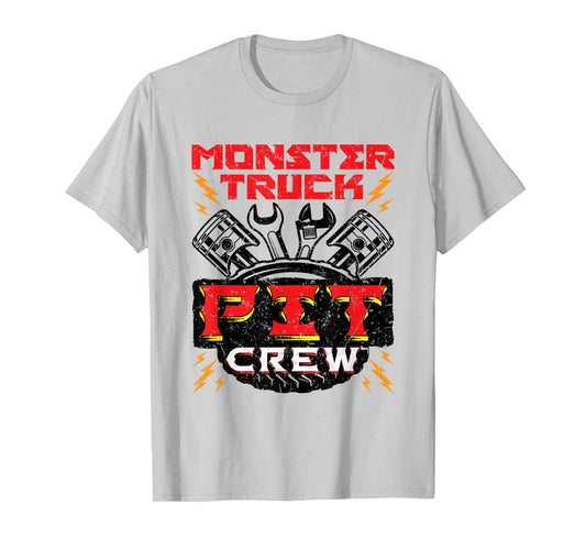 Monster Truck Pit Crew Men Boys Rally T-Shirt