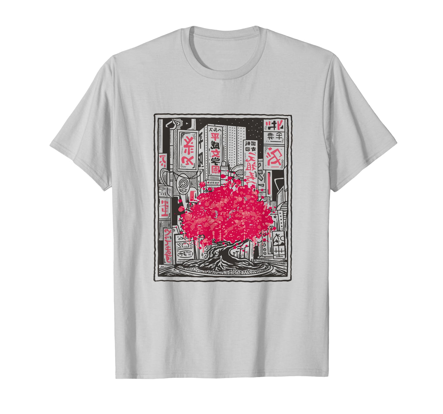 Sakura Cherry Blossom Tree in Front of Japanese City Graphic T-Shirt