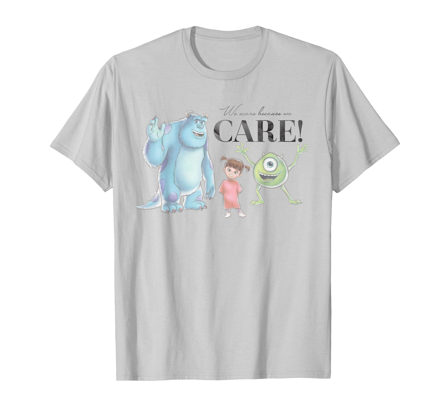 Disney 100 and Pixar's Monsters Inc We Scare Because We Care T-Shirt