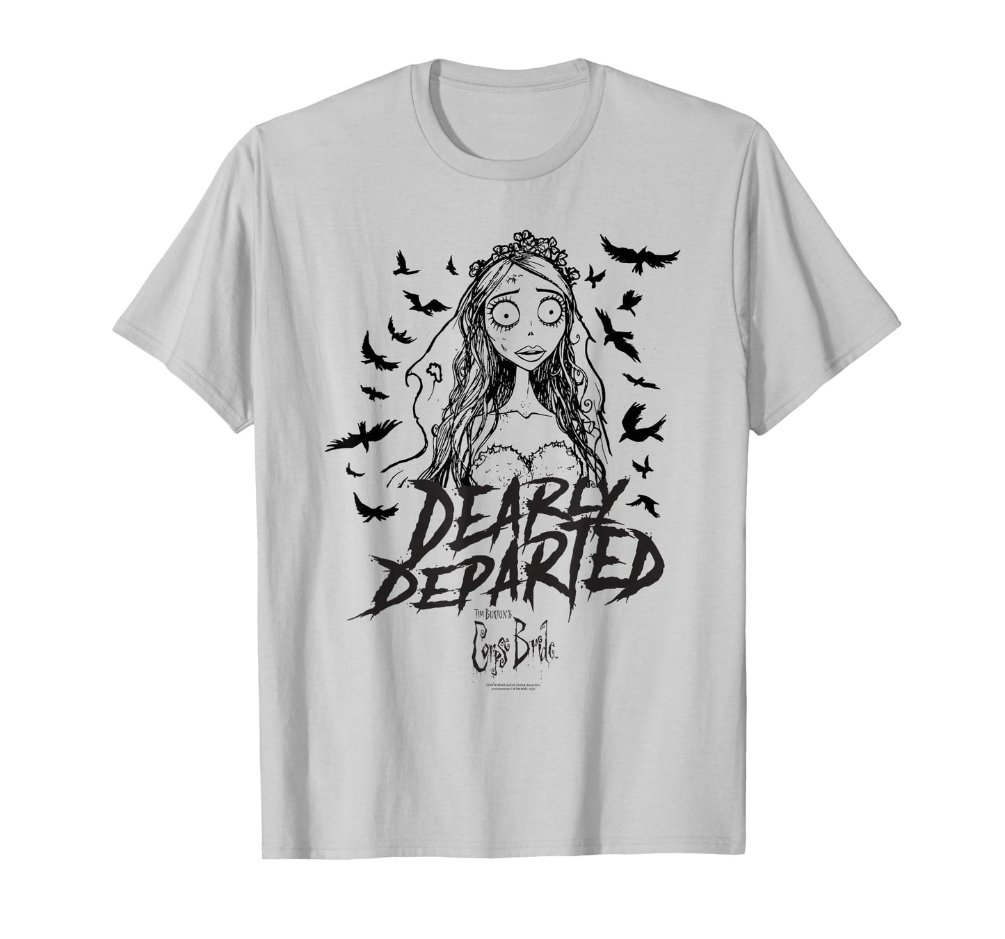 Corpse Bride Dearly Departed Black Bat Outline Movie T-Shirt
