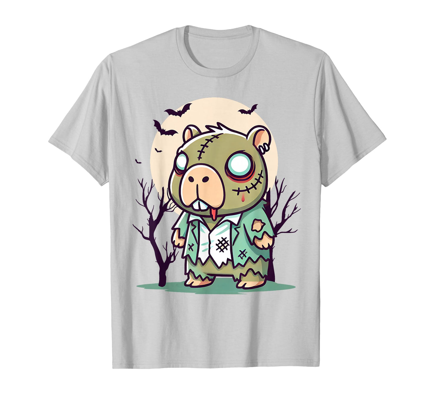 Creepy Zombie Capybara Cartoon Halloween T-Shirt