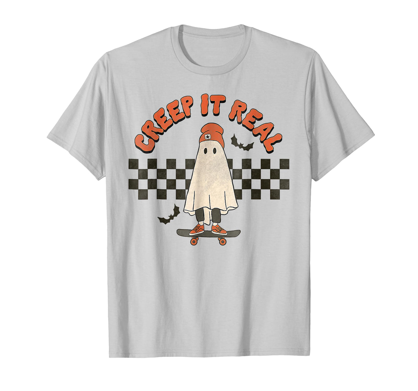 Halloween Creep It Real Skateboarding Ghost T-Shirt