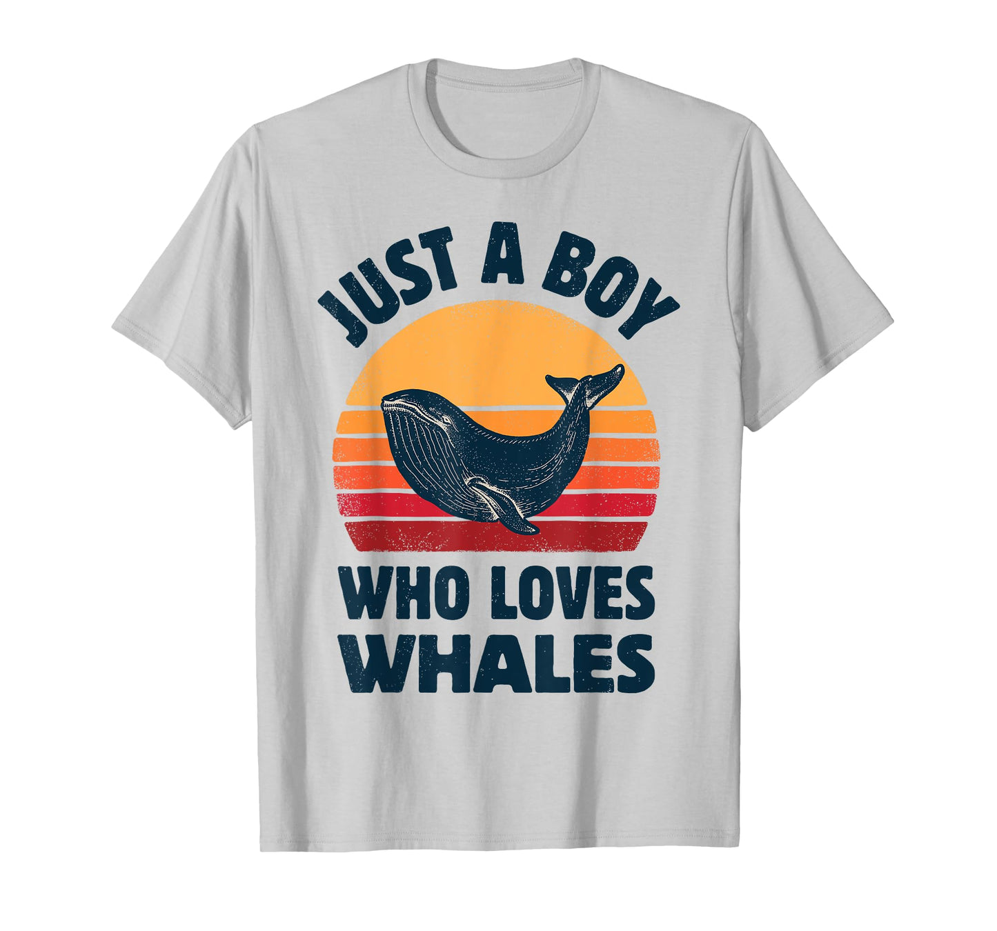 Whale Just A Boy Who Loves Sea Animals Retro Vintage Sunset T-Shirt