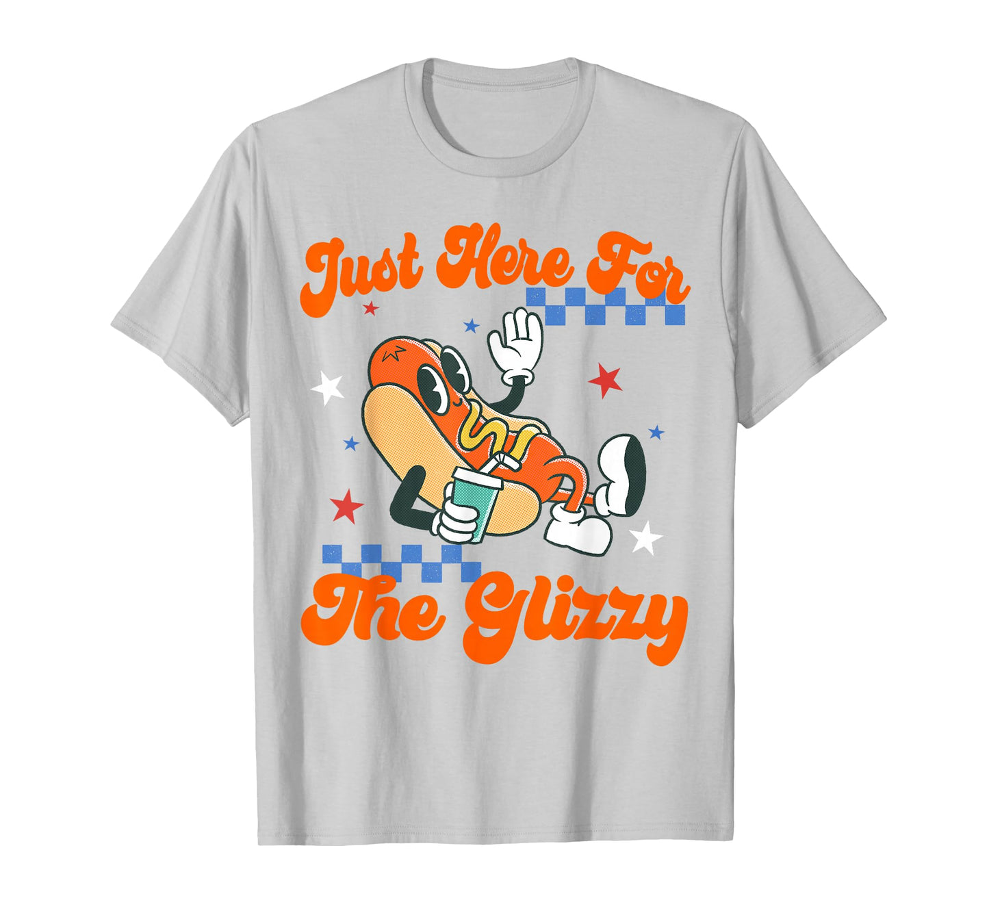Retro Hot Dog I'm Just Here For The Glizzy Happy 4th of July T-Shirt