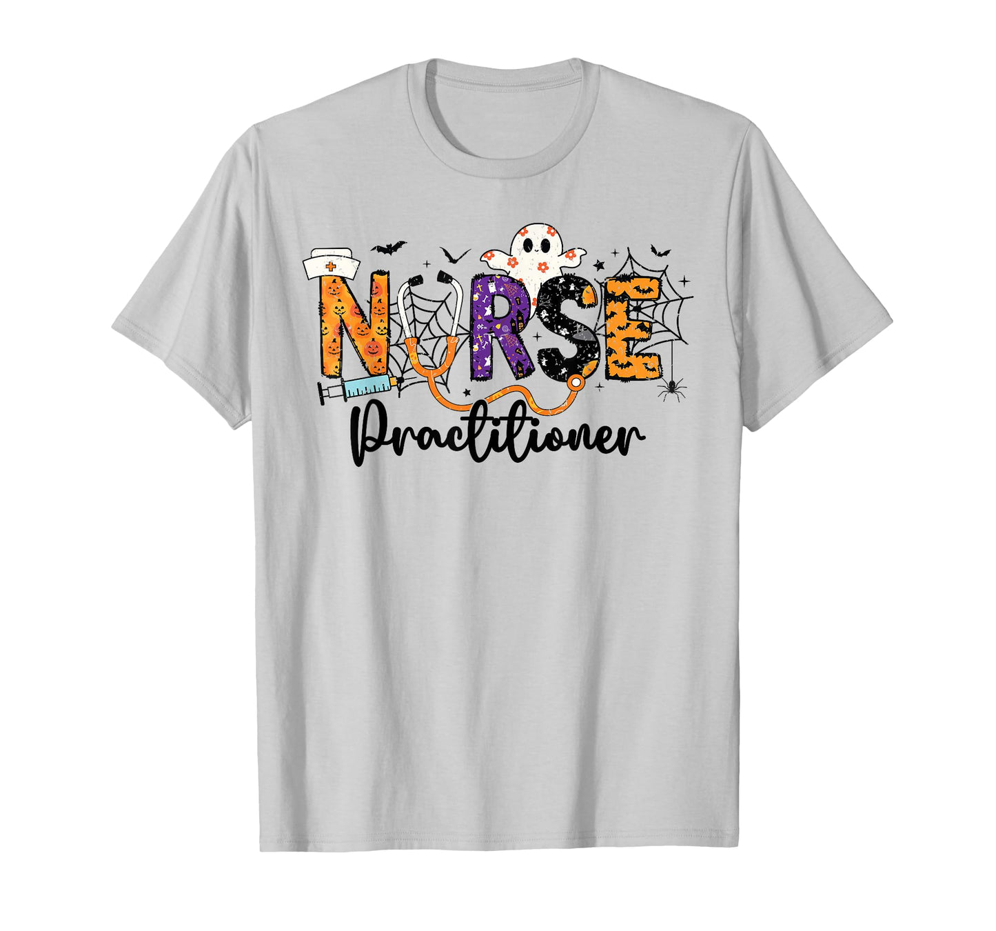 Practitioner Nurse NP Ghost Halloween Nursing Women Girls T-Shirt