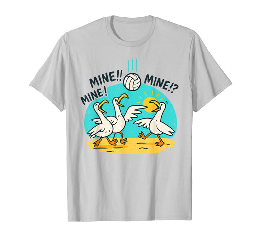 Funny Bird Playing Volleyball Mine Game Day Vibes Sports T-Shirt