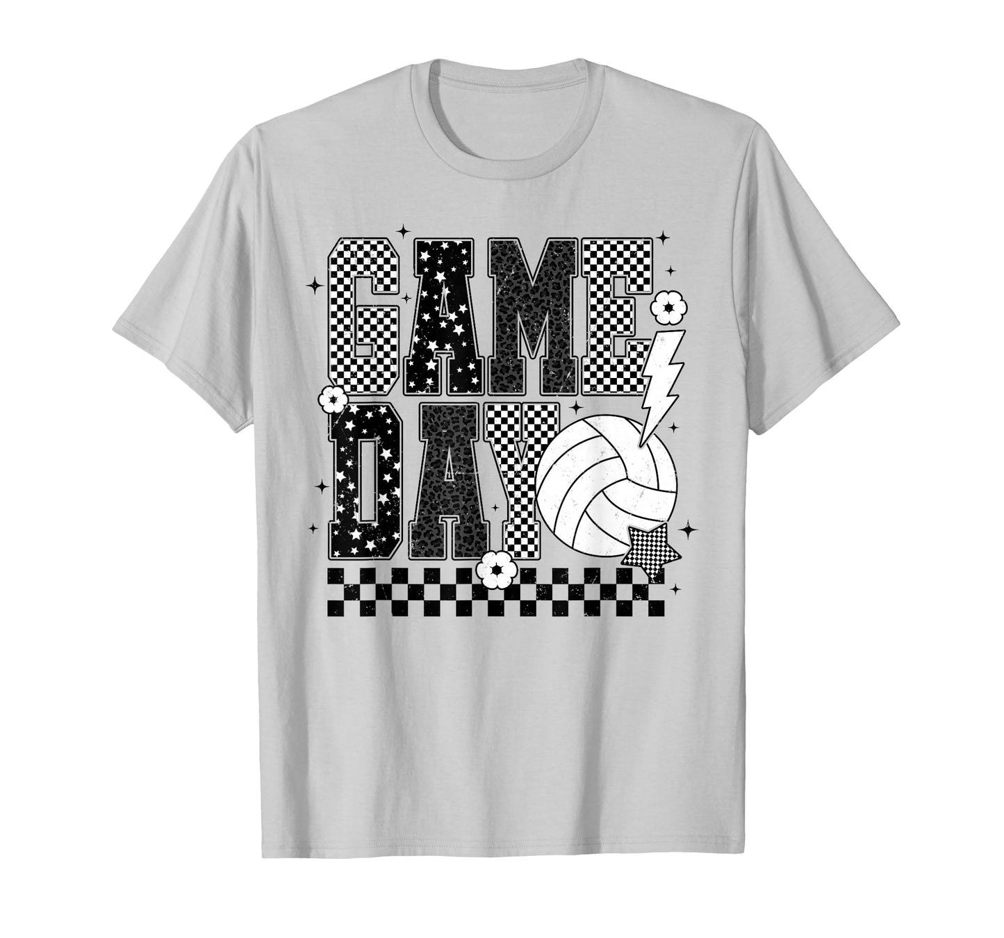 Game Day Volleyball Checkered Funny Volleyball T-Shirt