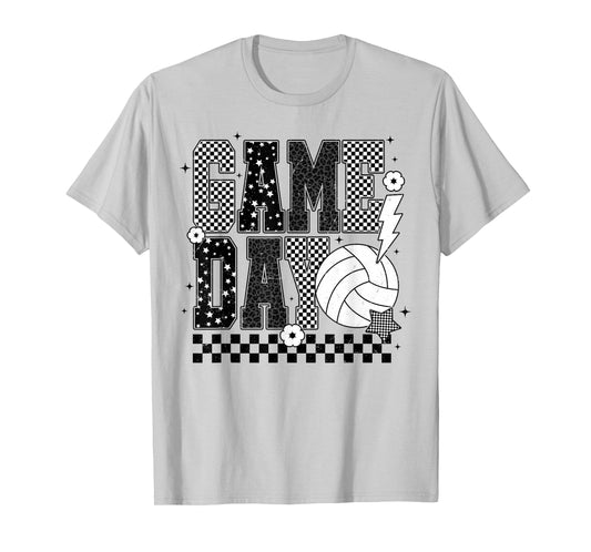 Game Day Volleyball Checkered Funny Volleyball T-Shirt