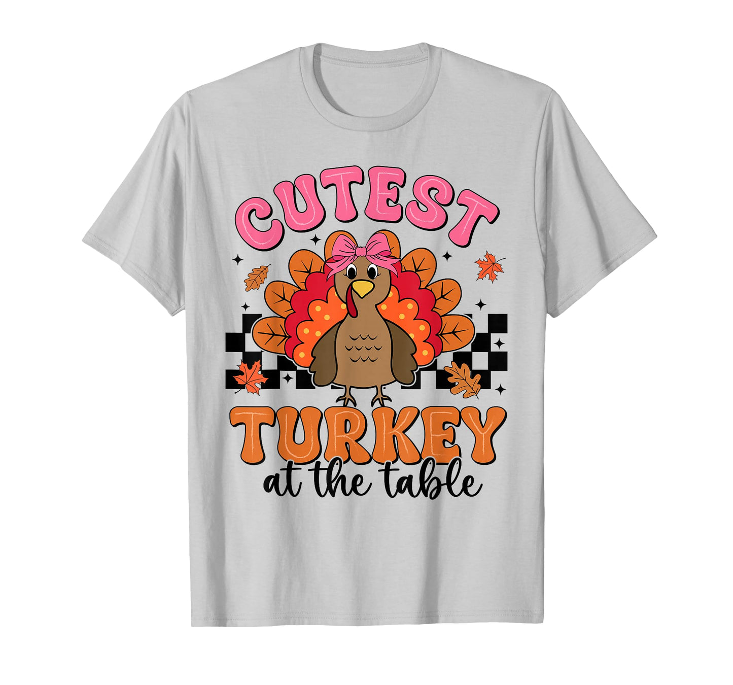 Cutest Turkey at The Table Thanksgiving Girls Kids Toddlers T-Shirt