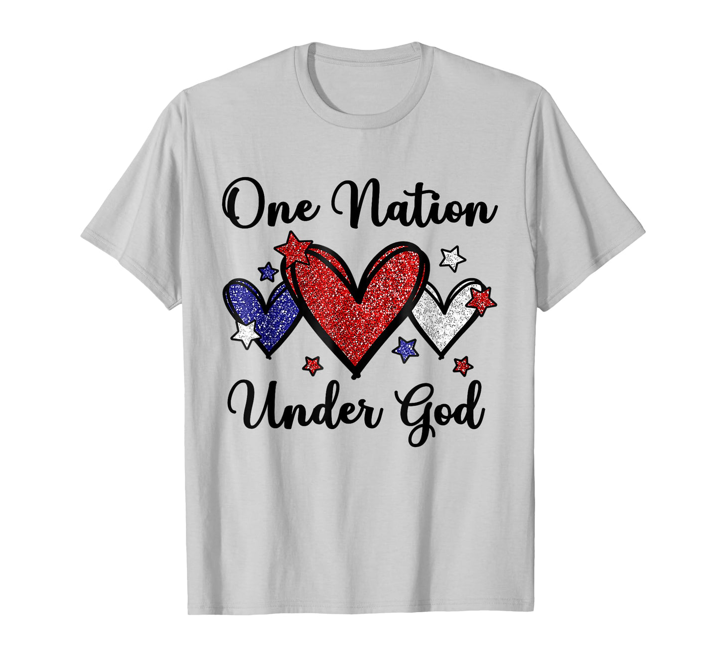 One Nation Under God Heart 4th Of July Patriotic Christian T-Shirt for Women Men