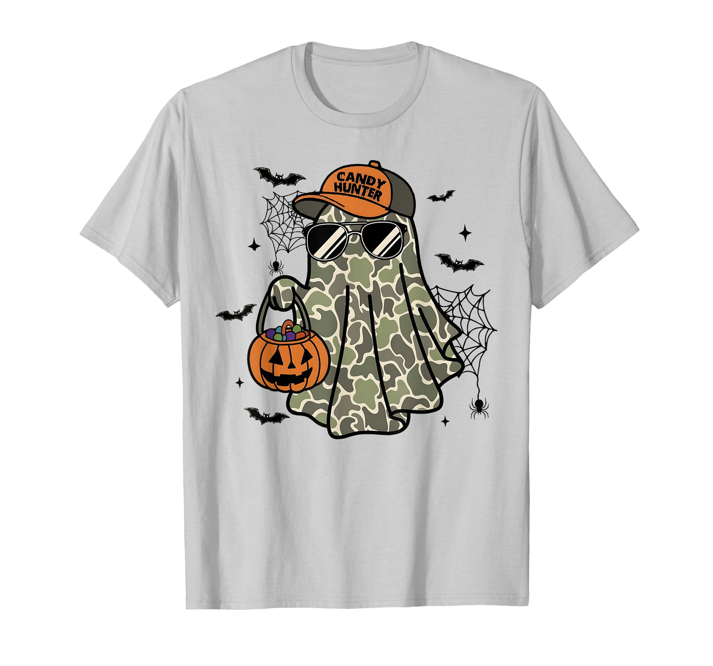Camo Ghost Halloween Costume Boy Candy Hunter Pumpkin T-Shirt