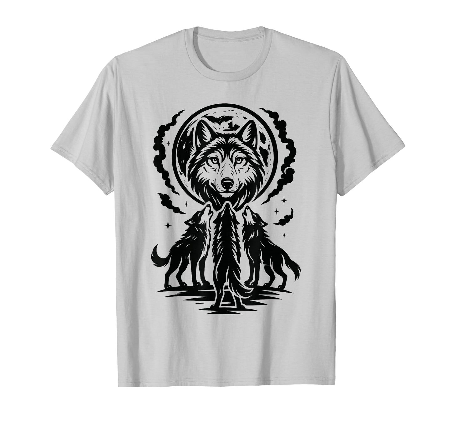 Halloween Wolf Moon Shirt, 3 Wolves Howling At Moon T-Shirt