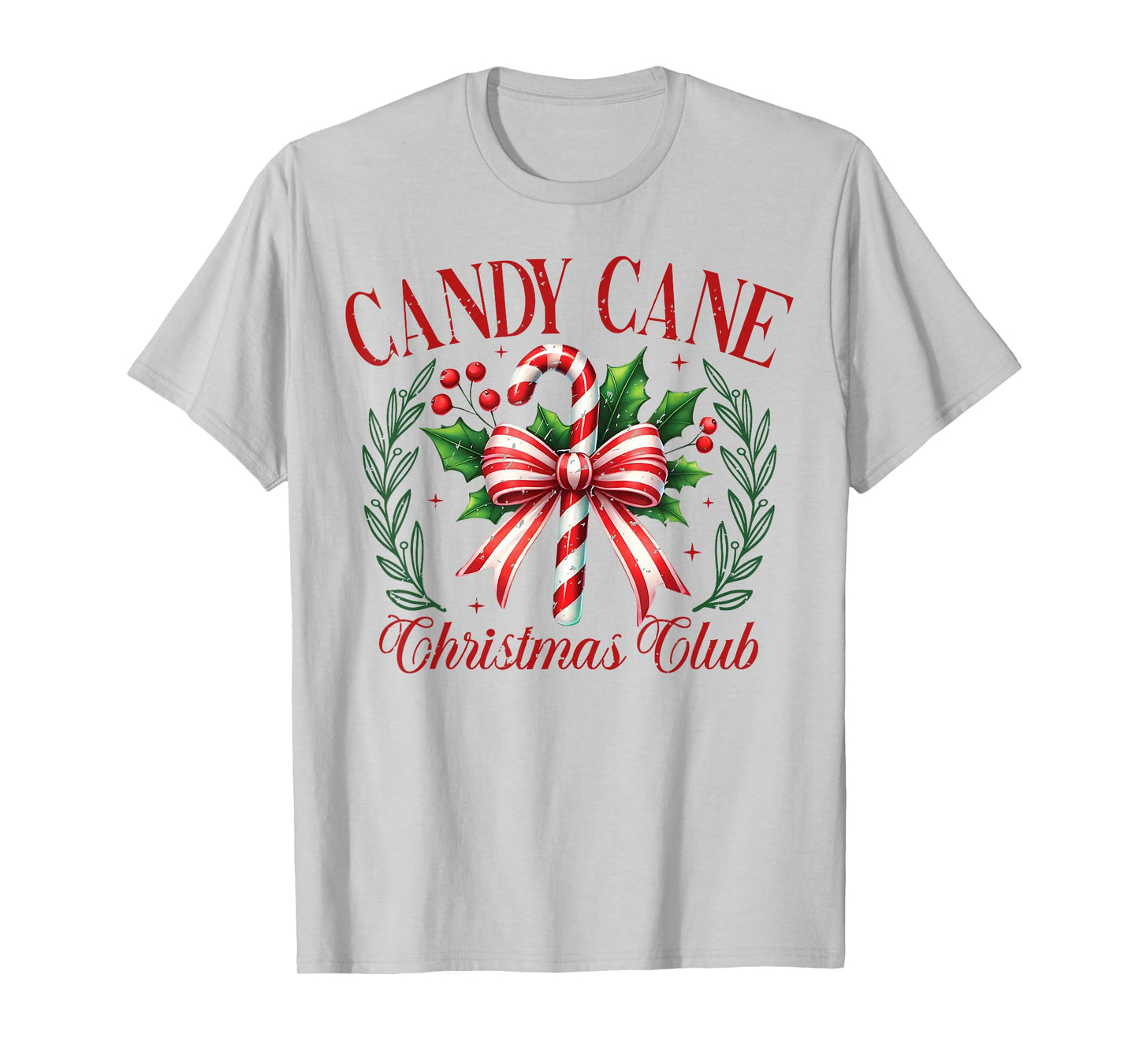 Candy Cane Christmas Club Coquette Bow Xmas Pajamas Holiday T-Shirt
