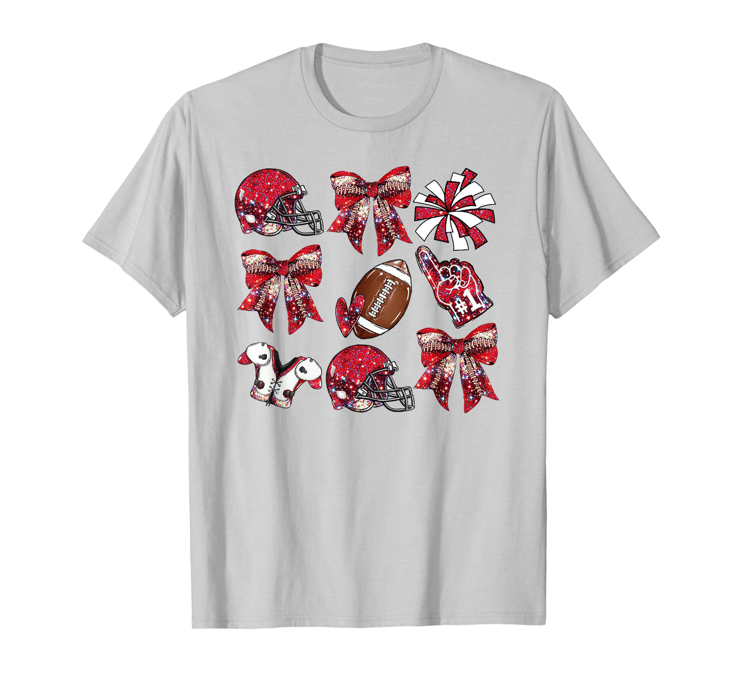 Red Coquette Bow Football Game Day Women Girls Kids T-Shirt