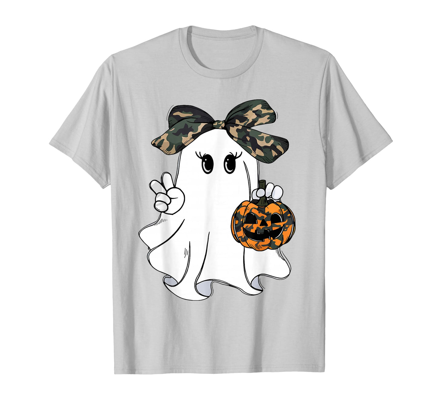 Camo Boo Ghost Camouflage Pumpkin Spooky Hunting Season T-Shirt