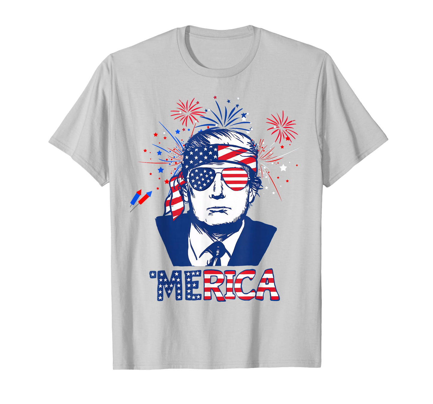'MERICA TRUMP Happy 4th Of July Trump American Flag T-Shirt