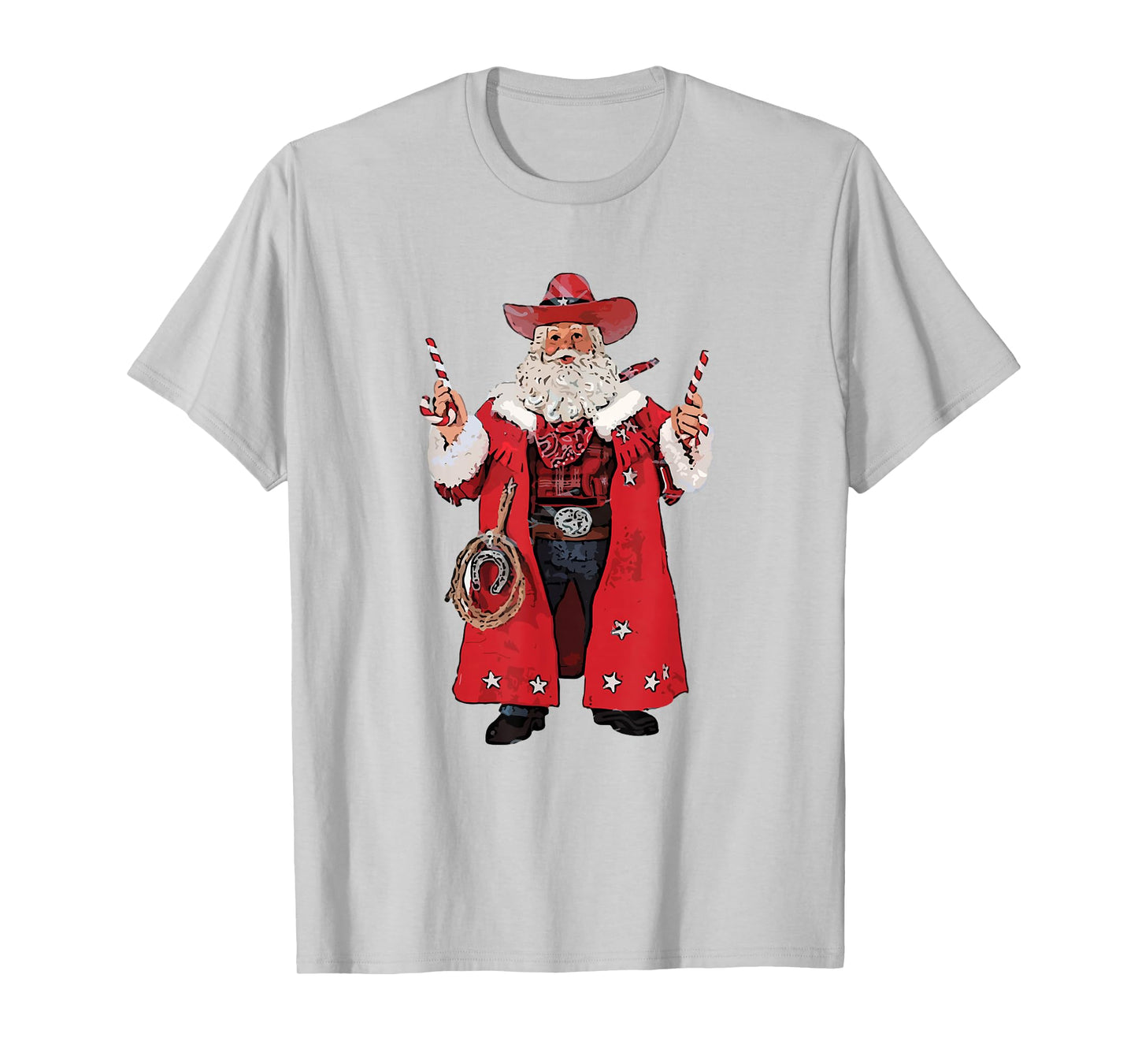 Retro Merry Christmas Howdy Santa Cowboy Western Santa T-Shirt