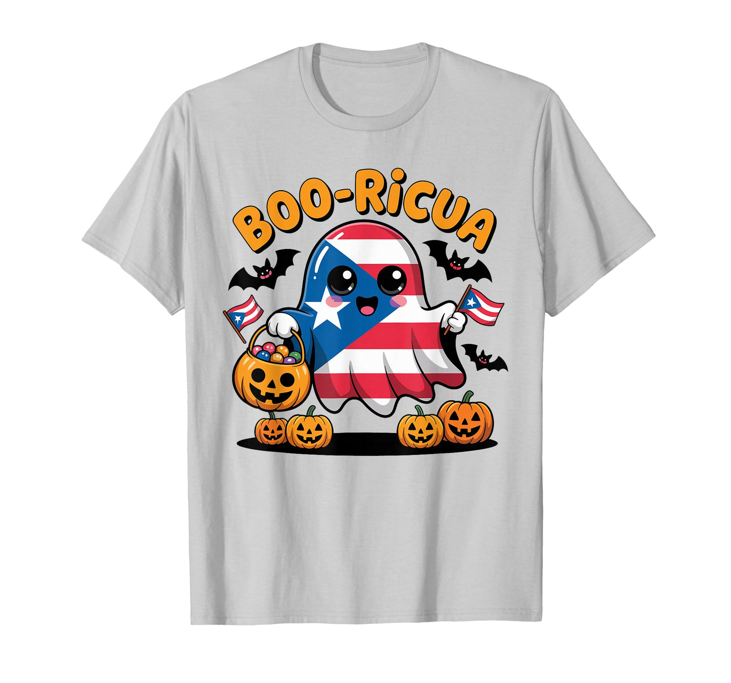 Boo Ricua Puerto Rico Flag Funny Ghost Halloween Costume T-Shirt