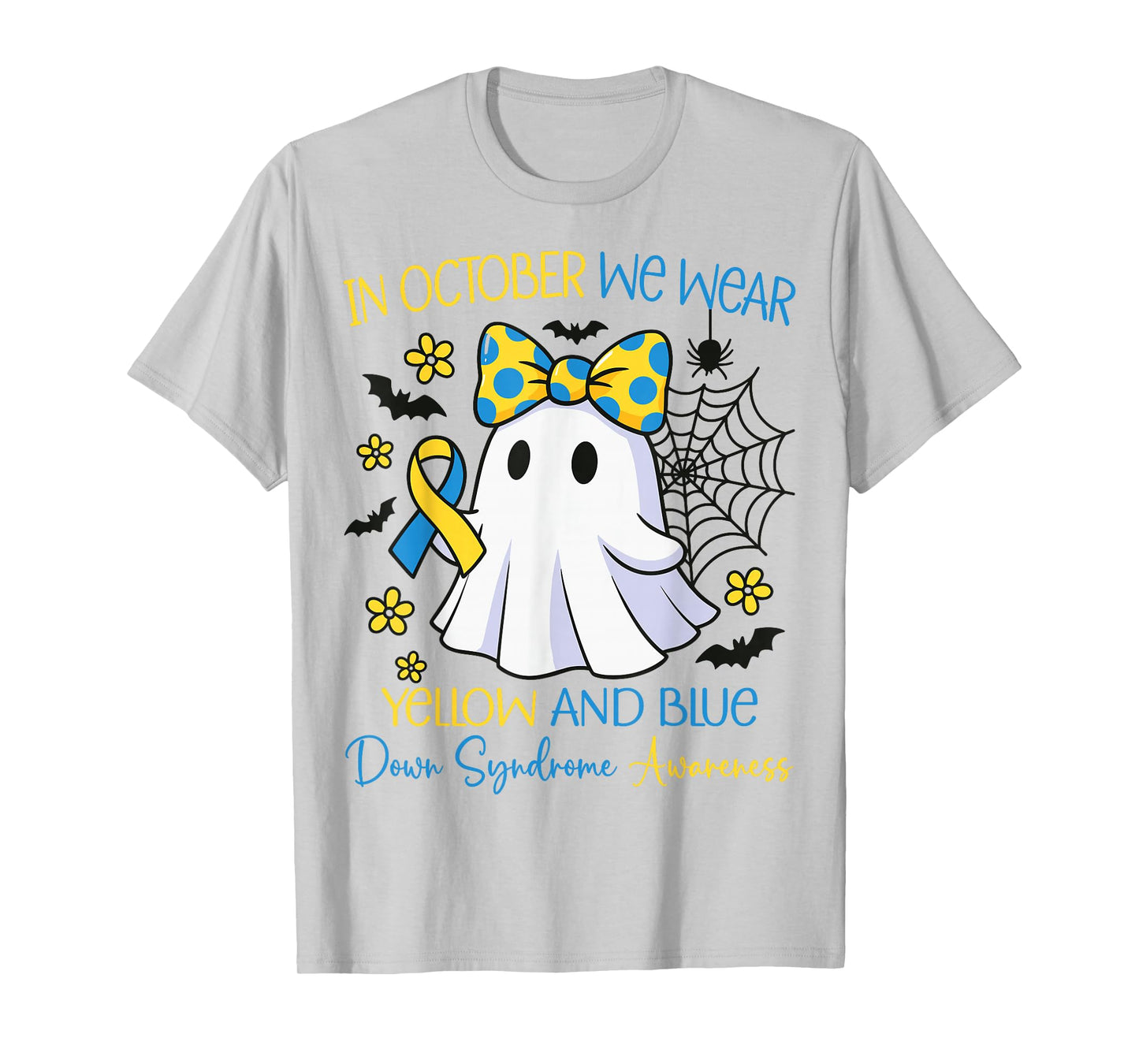 in October We Wear Yellow and Blue Down Syndrome Awareness T-Shirt