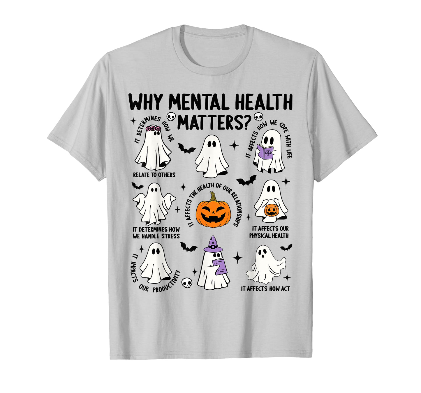 Why Mental Health Matters Halloween Ghost Boo Therapist Cute T-Shirt