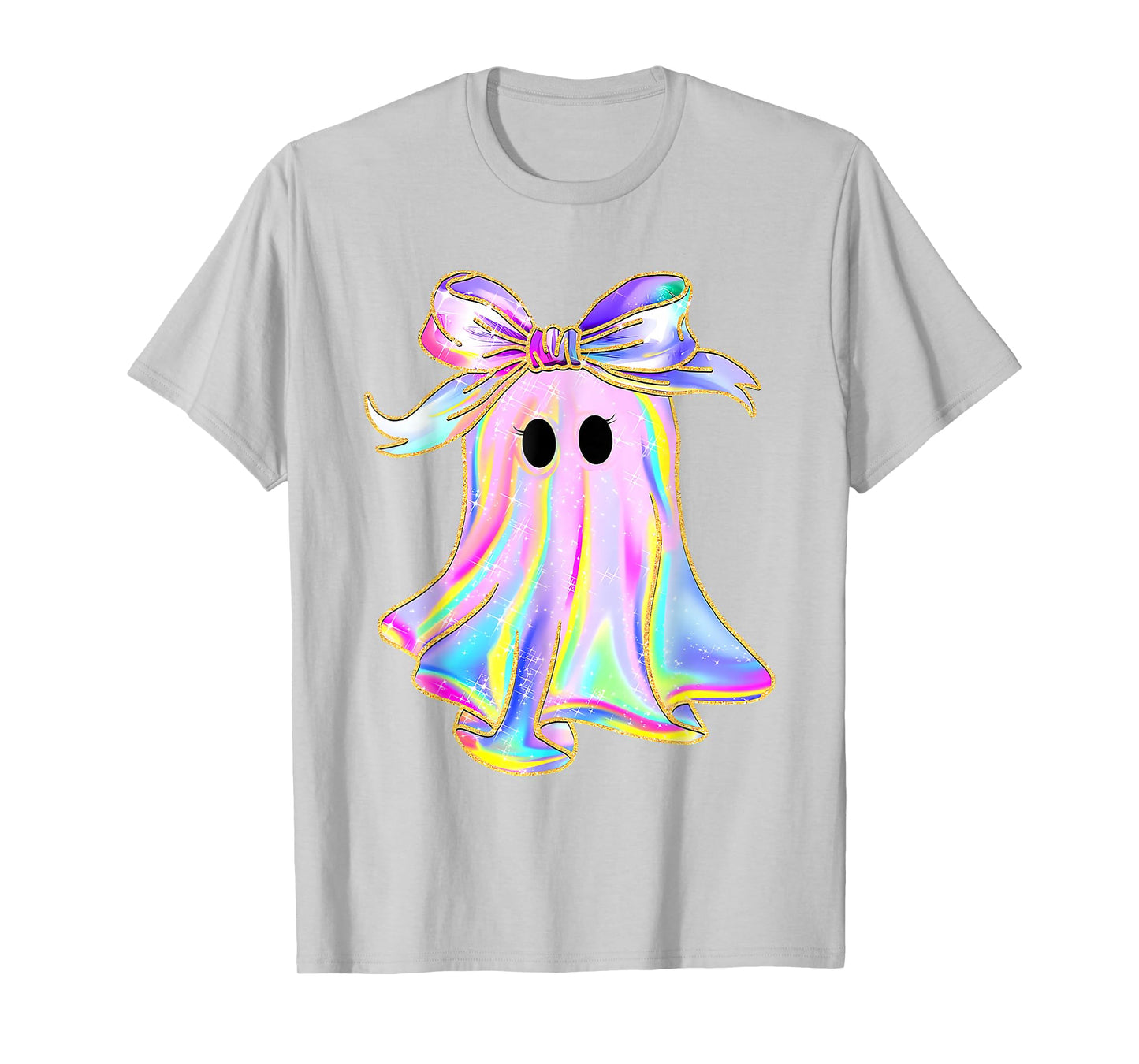 Disco Ghost Pumpkin Halloween Girly Coquette Bow T-Shirt