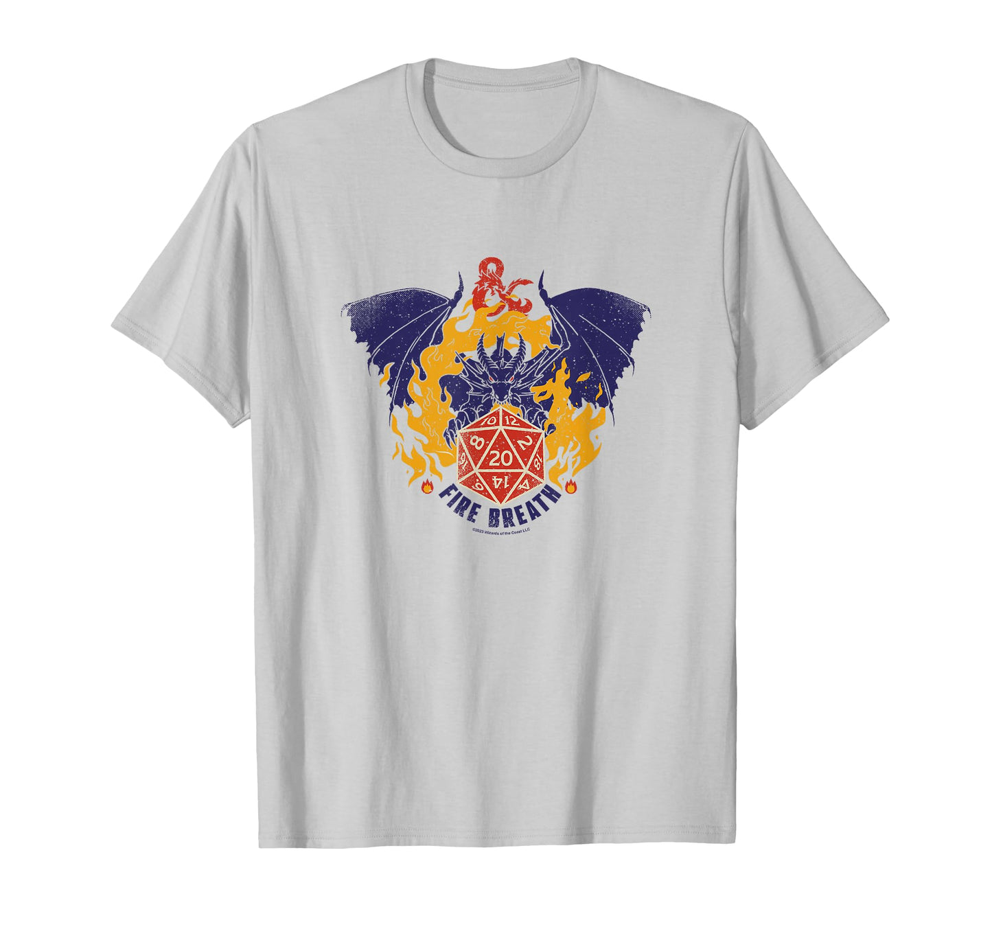 Dungeons & Dragons Fire Breath Dragon Flames Dice Logo T-Shirt