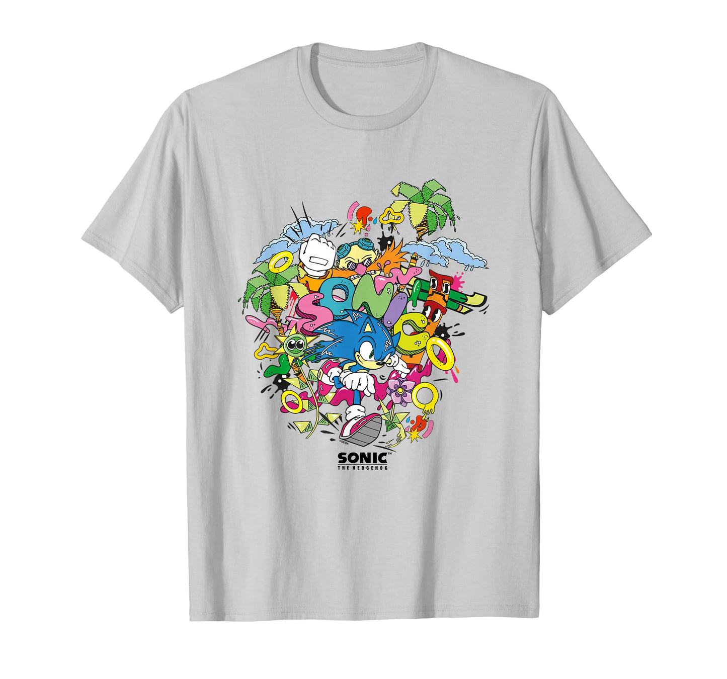 Sonic The Hedgehog Ruining Eggman's Plan Colorful Collage T-Shirt
