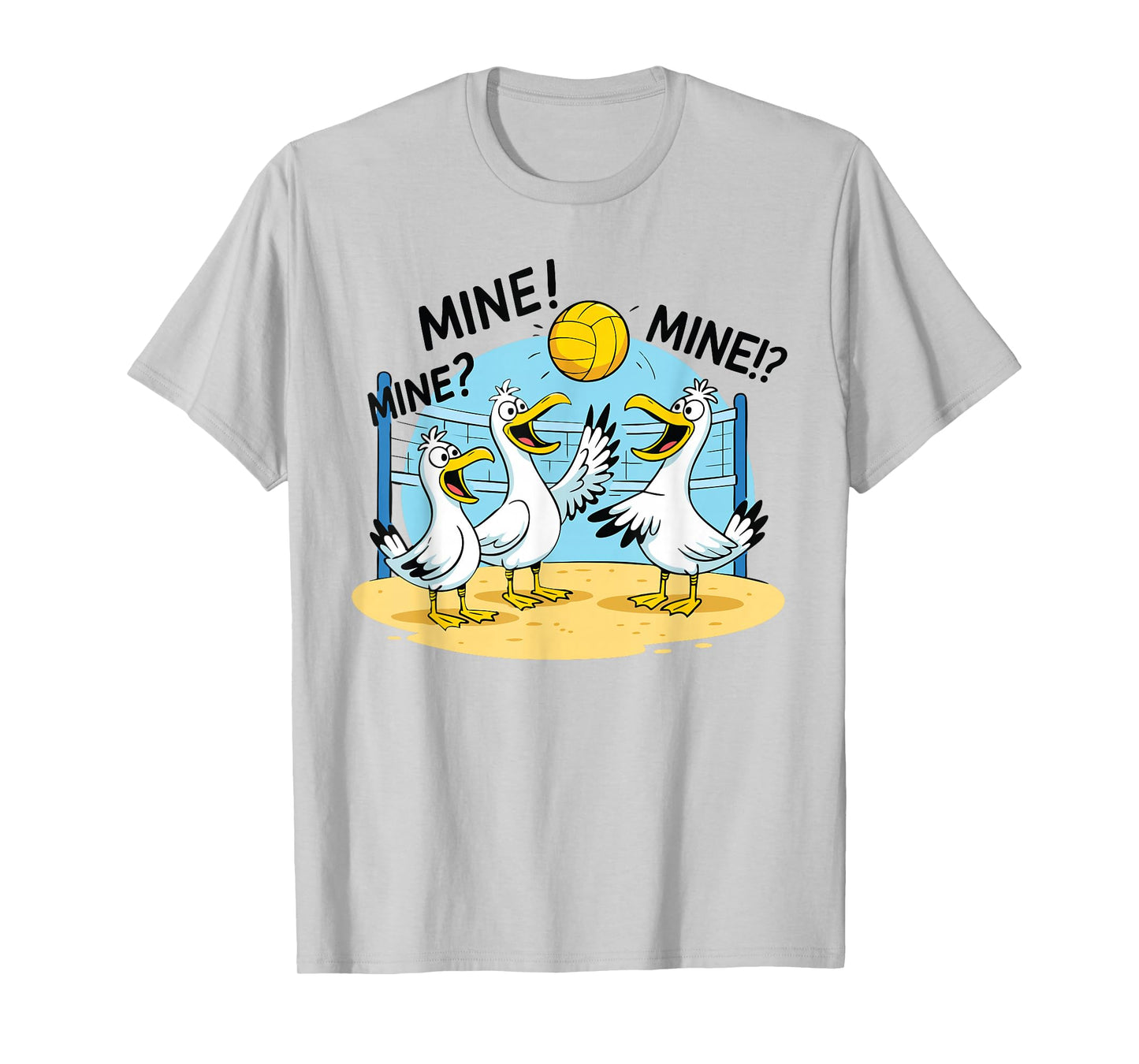 Mine Volleyball Funny Seagull Game Sport Beach T-Shirt
