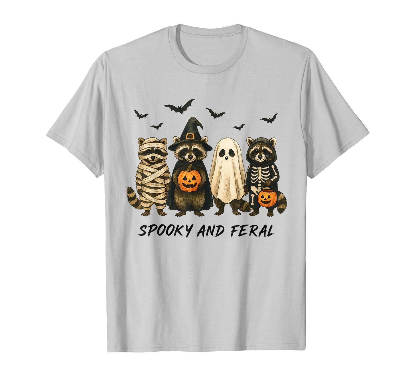 Racoon Halloween Costume Skeleton Ghost Witch Horror T-Shirt