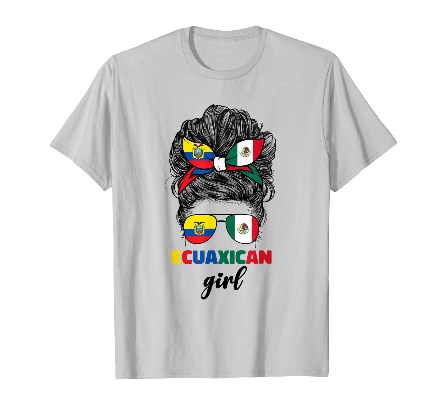 Half Mexican And Ecuadorian Mexico Ecuador Flag Girl Women T-Shirt