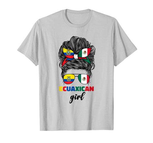 Half Mexican And Ecuadorian Mexico Ecuador Flag Girl Women T-Shirt