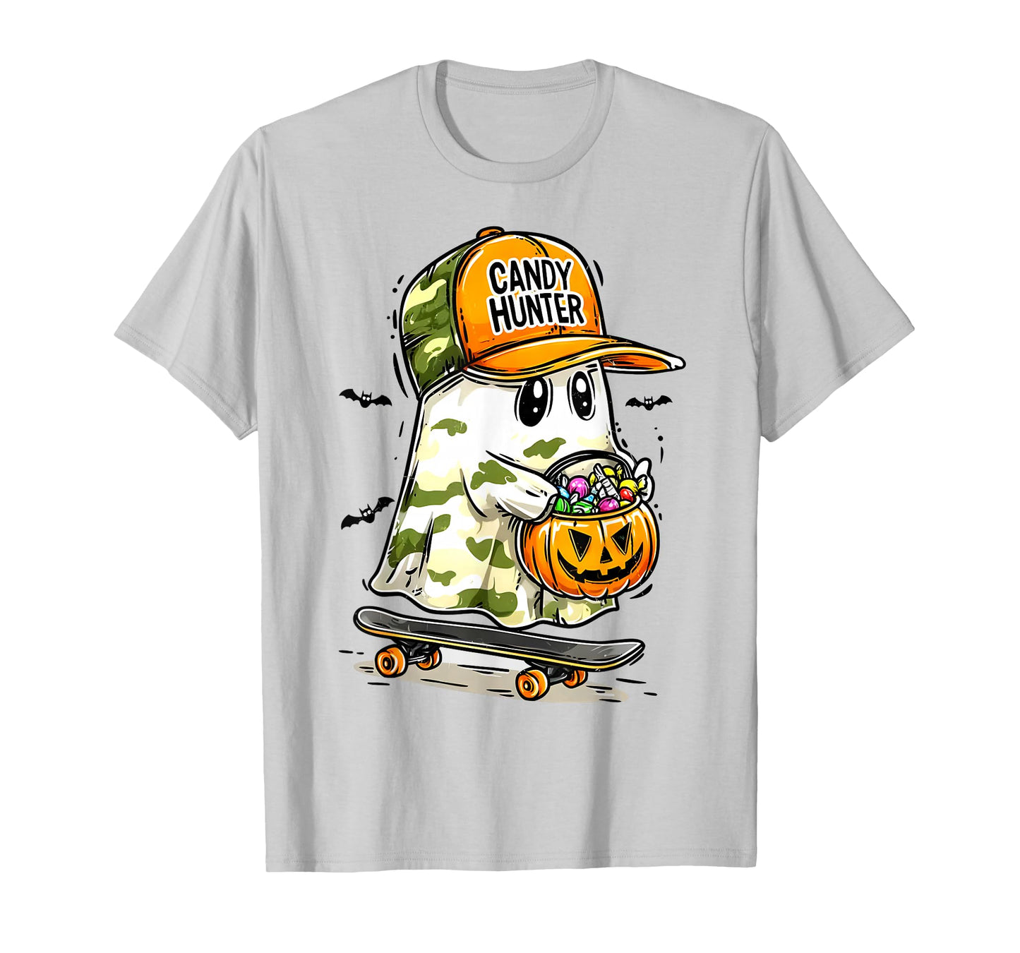 Halloween Candy Hunter Camouflage Camo Ghost Boy Girl Kid T-Shirt
