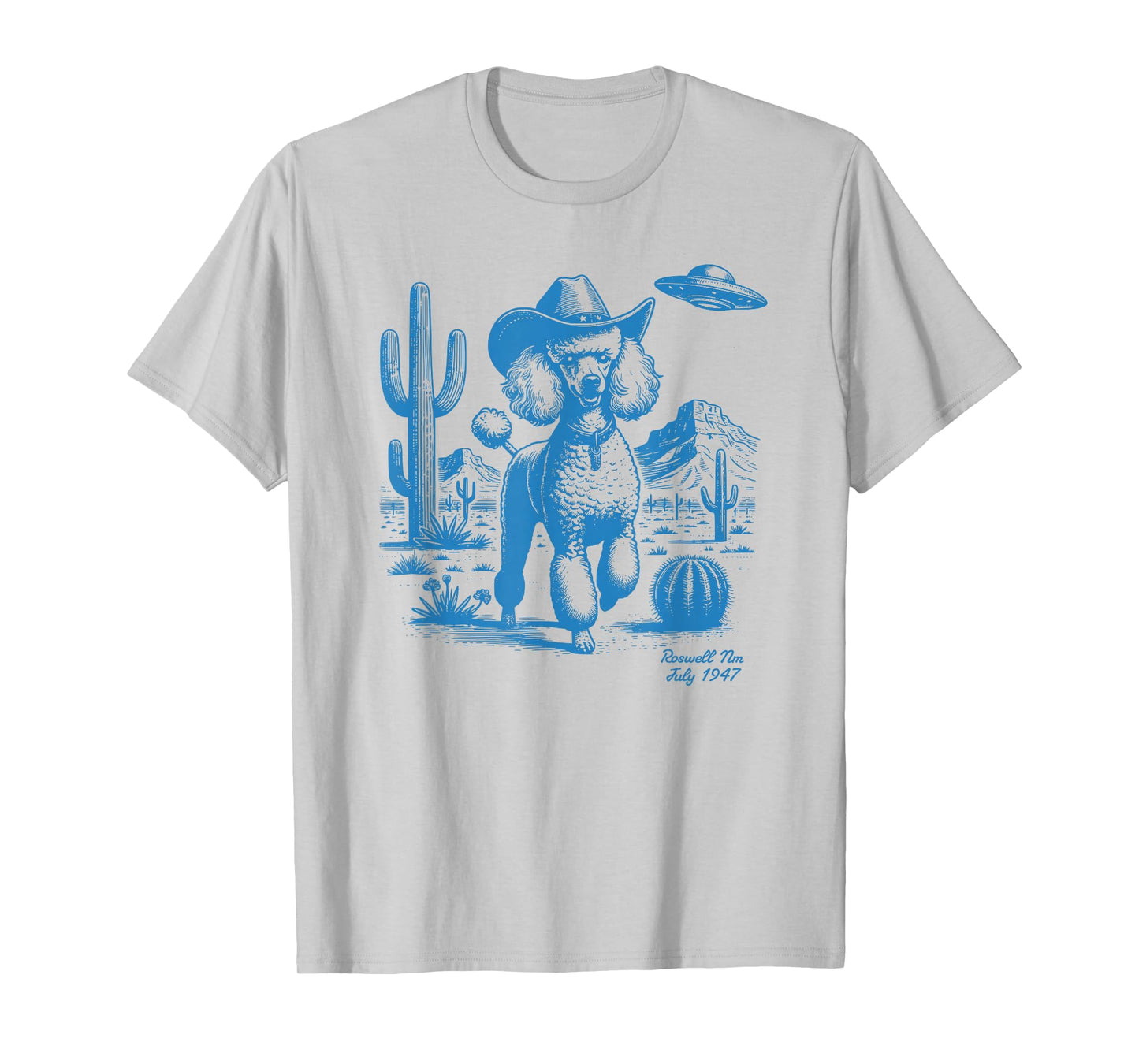 UFO Western Poodle Cowboy Cactus Desert Cowgirl Mom Dad T-Shirt