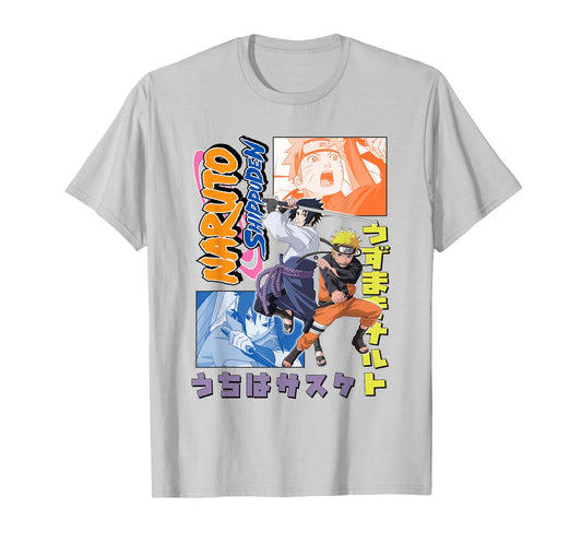 Naruto Shippuden Naruto Sasuke Kanji Collage Anime T-Shirt