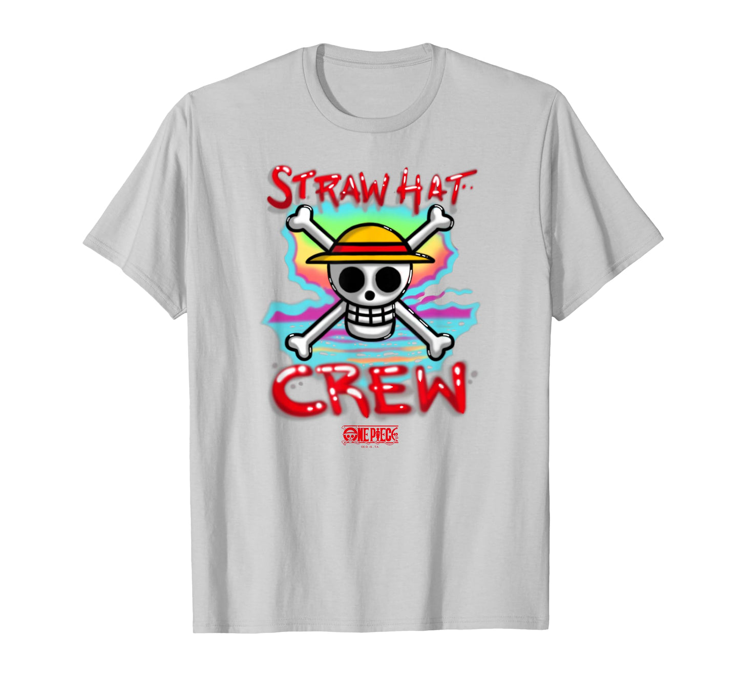 One Piece Anime Airbrush Style Straw Hat Crew T-Shirt