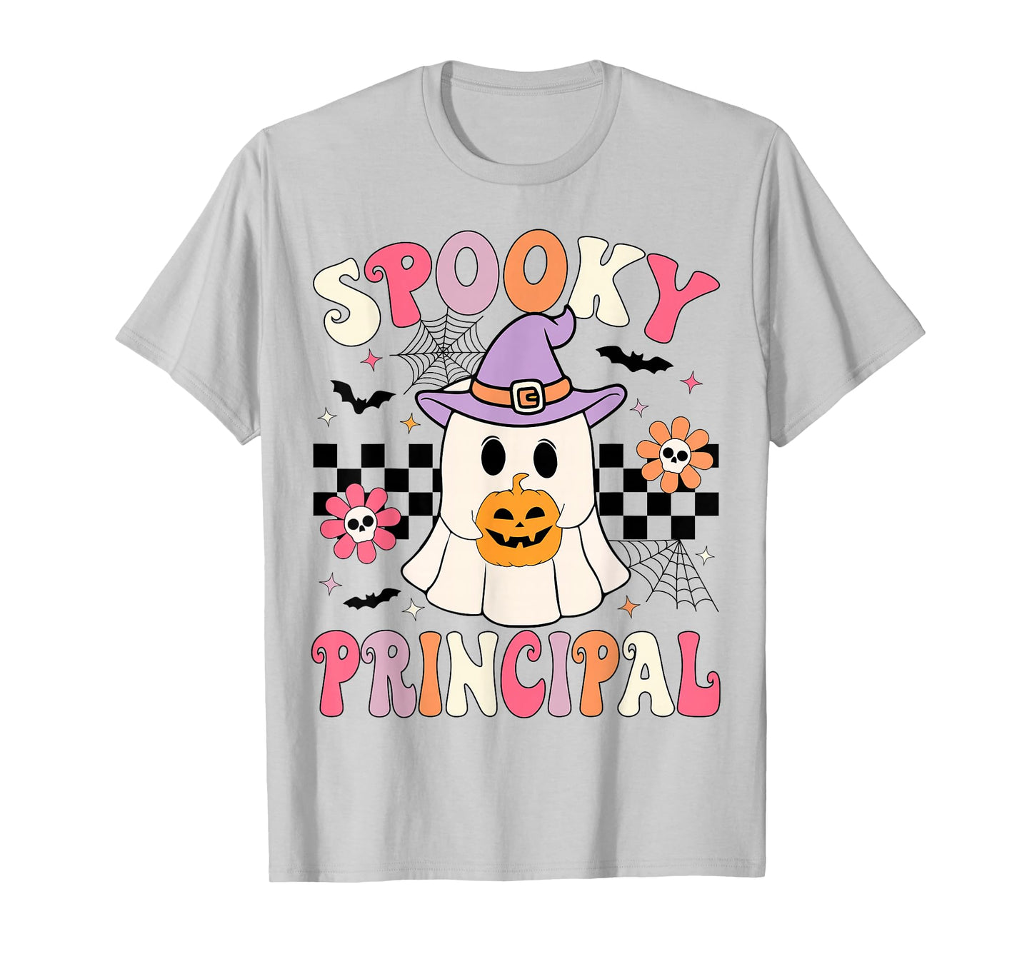 Groovy Spooky Principal Ghost Pumpkin Halloween Principal T-Shirt
