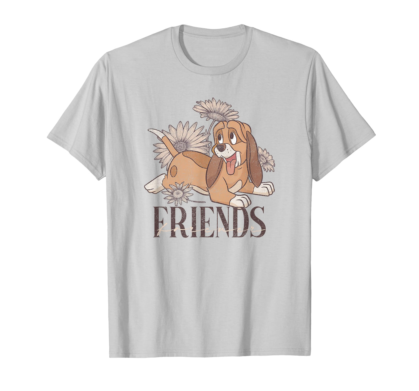 Disney The Fox and The Hound Friends Forever Floral Logo T-Shirt