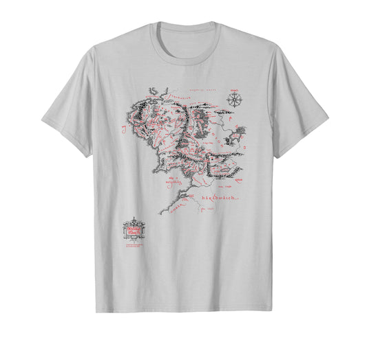 The Lord of The Rings Middle Earth Map Fantasy Movie T-Shirt