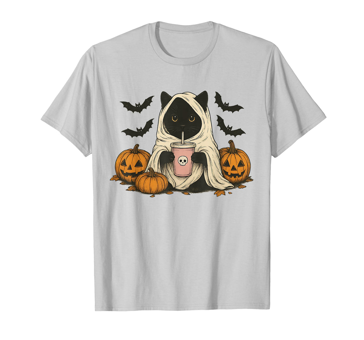 Spooky Season Ghost Cat Halloween Pumpkin Lovers T-Shirt