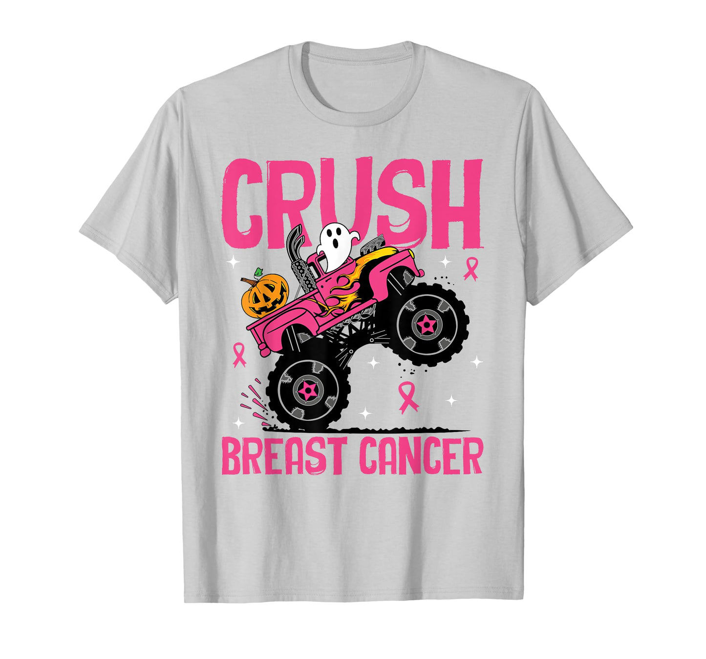 Crush Breast Cancer Awareness Monster Truck Halloween kids T-Shirt