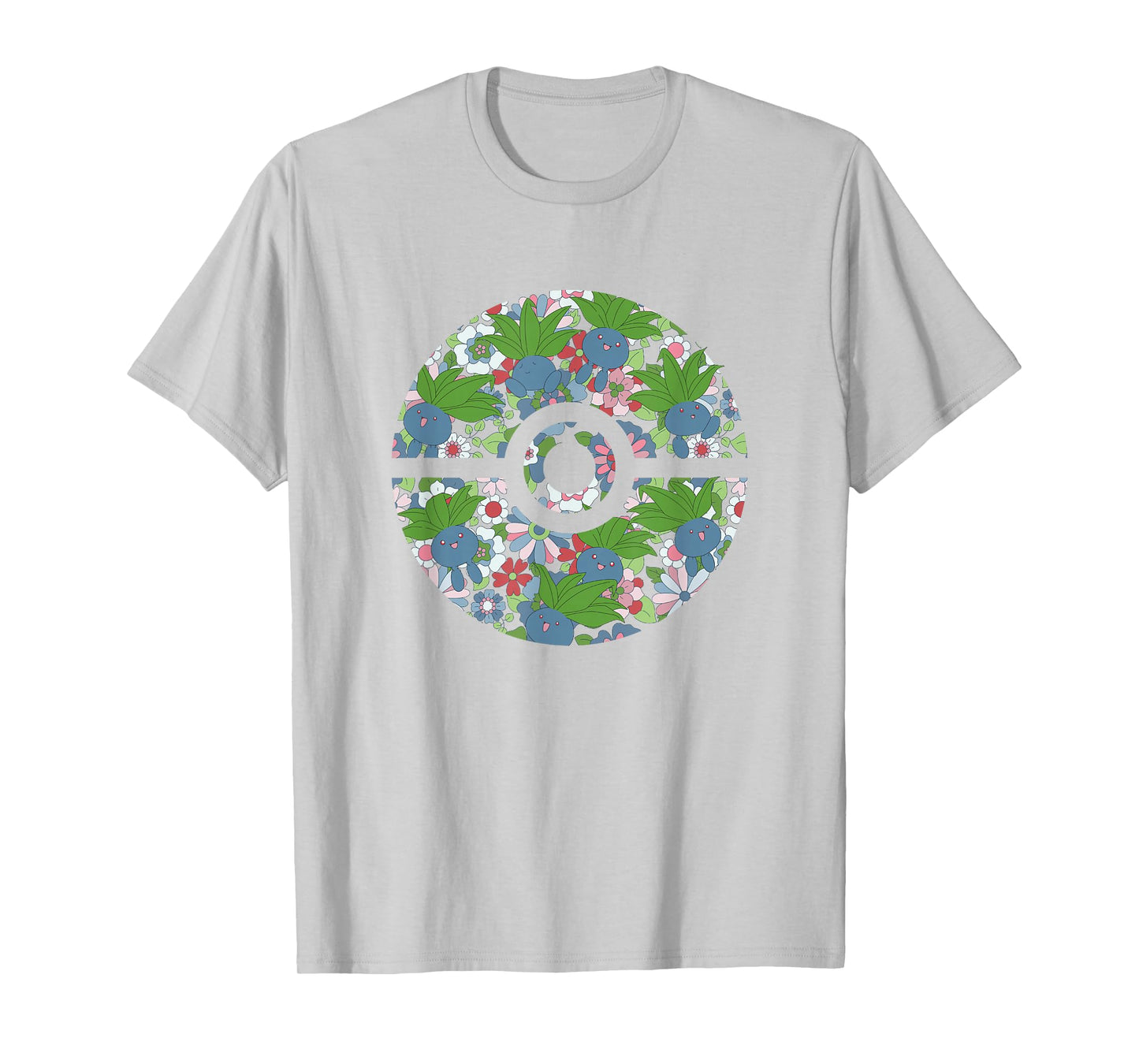 Pokémon Cute Oddish & Flowers Pattern Poké Ball Logo T-Shirt
