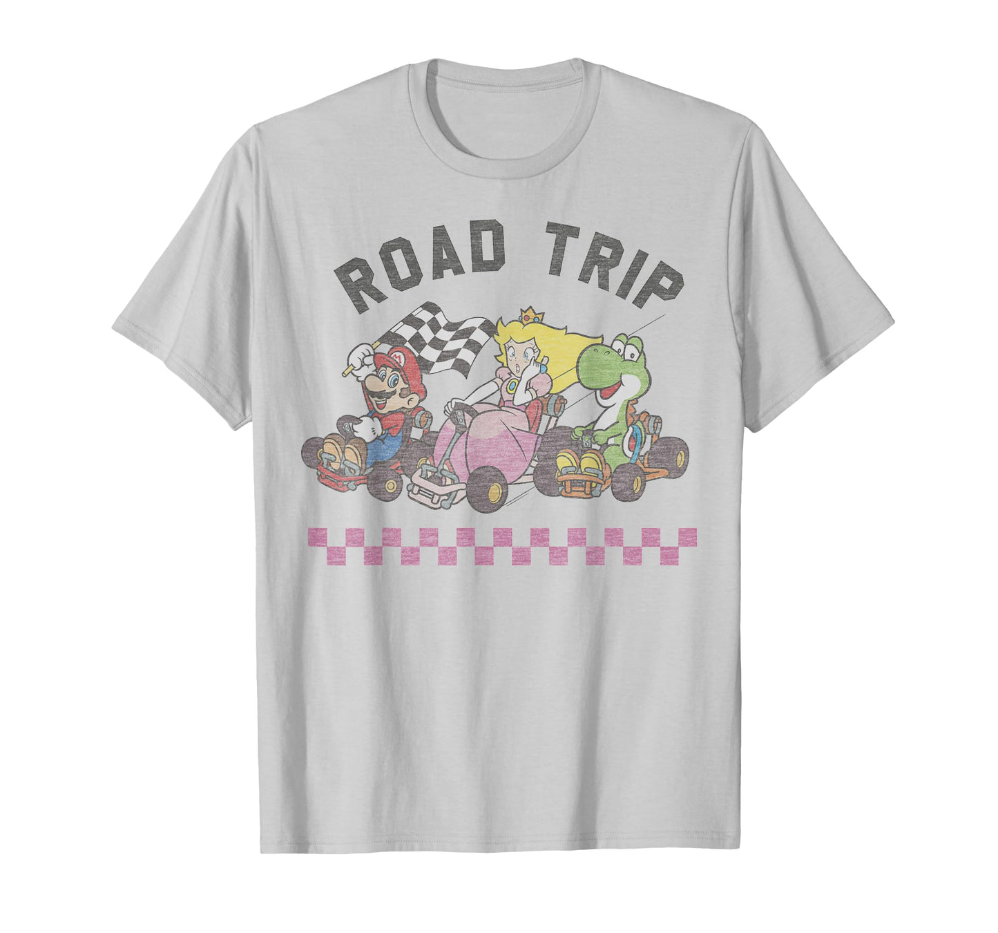Mario Kart Road Trip Mario Peach Yoshi Trio Vintage T-Shirt