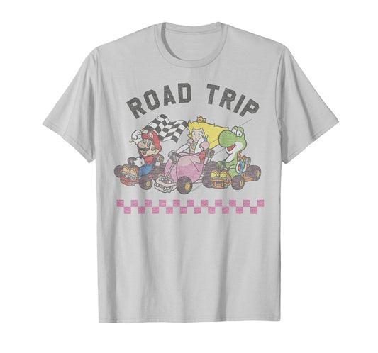 Mario Kart Road Trip Mario Peach Yoshi Trio Vintage T-Shirt