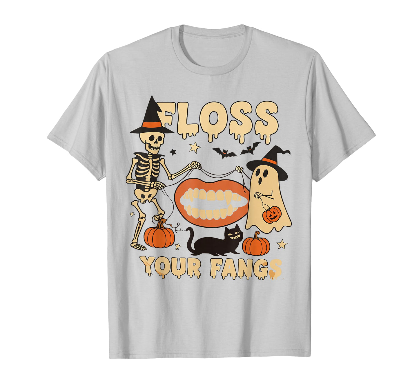 Floss Your Fangs Boo Dental Halloween Spooky Dentist T-Shirt