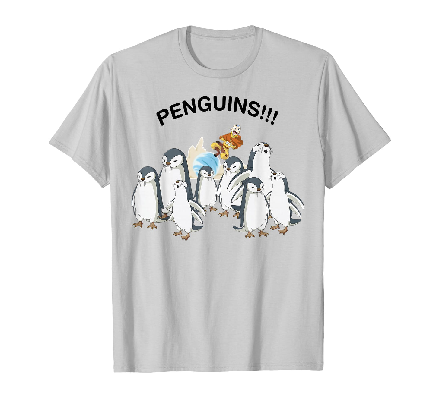 Avatar: The Last Airbender Aang And Penguins!! Portrait T-Shirt